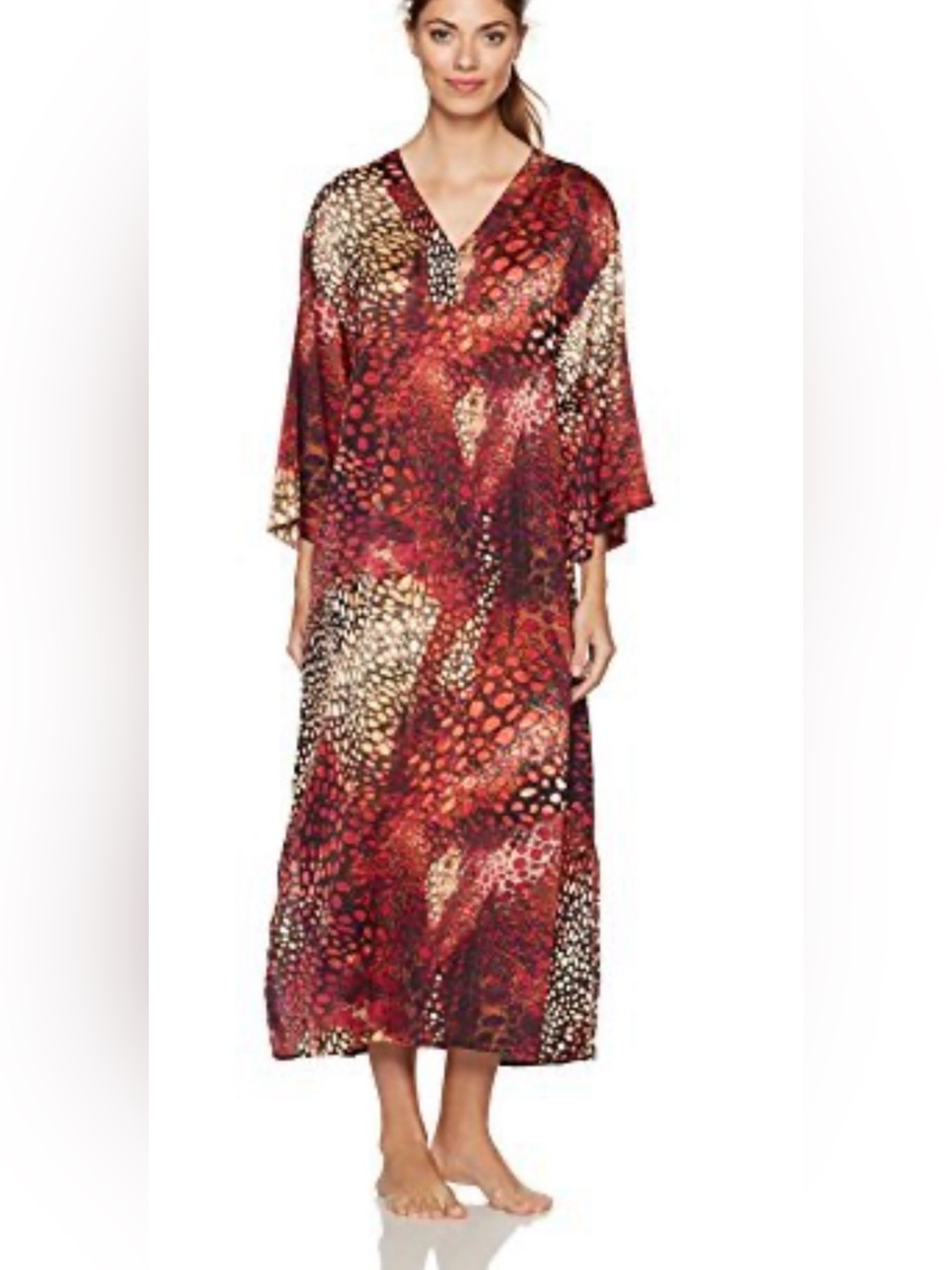 N NATORI Wilderness Caftan V Neck Animal Inspired Print size M NWOT